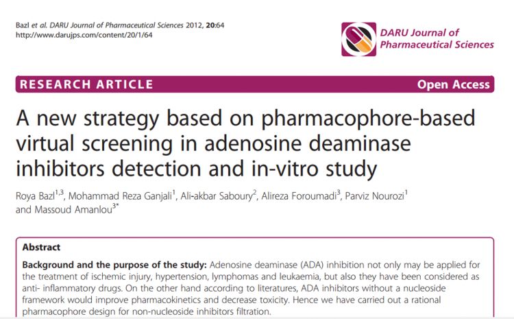  A new strategy based on pharmacophore-basedvirtual screening in adenosine deaminaseinhibitors detection and in-vitro study