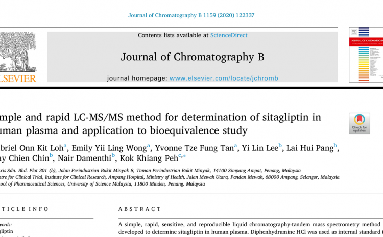  Simple and rapid LC-MS/MS method for determination of sitagliptin inhuman plasma and application to bioequivalence study