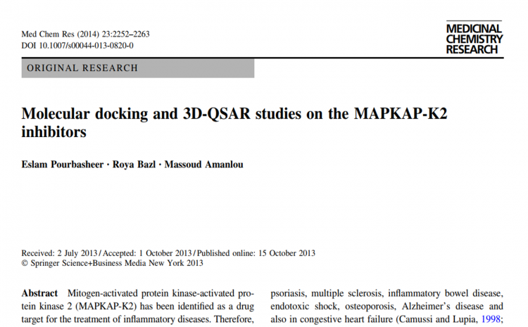  Molecular docking and 3D-QSAR studies on the MAPKAP-K2inhibitors