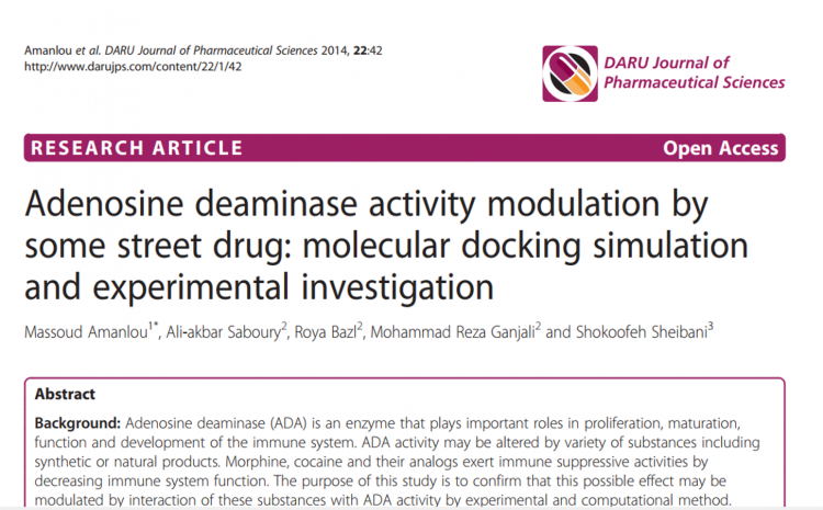  Adenosine deaminase activity modulation bysome street drug: molecular docking simulationand experimental investigation